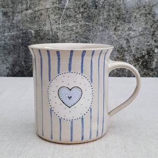 Malovaný keramický hrnek se srdíčkem a s pruhy 350 ml 