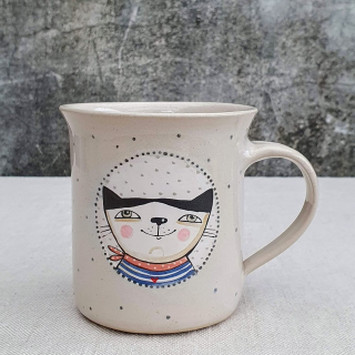 Malovaný keramický hrnek s kočkou 350 ml 
