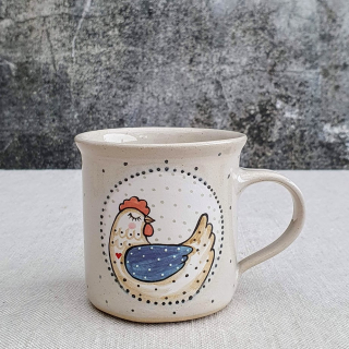 Malovaný keramický hrnek se slepičkou 200 ml