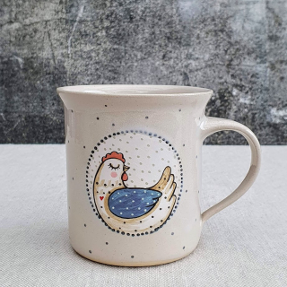 Malovaný keramický hrnek se slepičkou 350 ml 